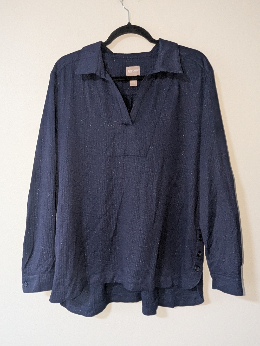 XL‎ Chico's Navy Shimmery Lagenlook Tunic Top